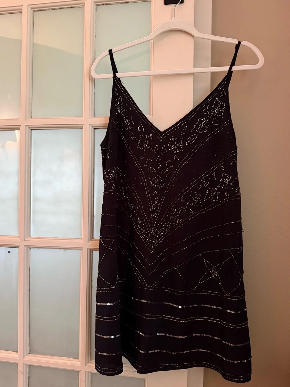 Free People Black Beaded Evening Slip/ Black Dress - Picture 1 of 3